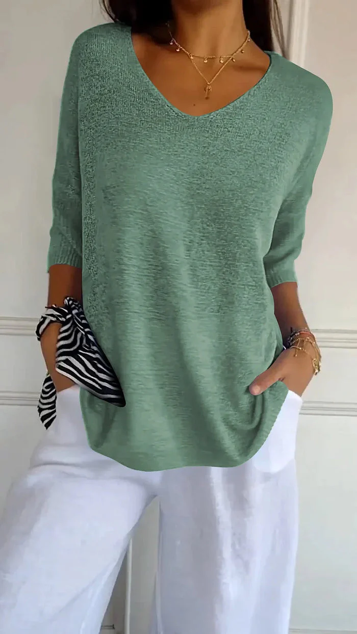 Heidi-Mode | Bequemes Damen Stricktop mit V-Ausschnitt - Image 7