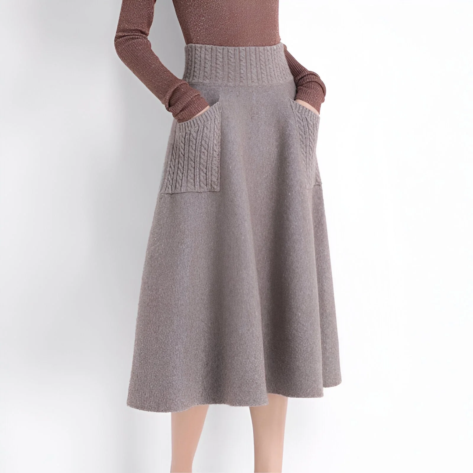 Heidi-Mode | Bequemer Midirock In Camelfarbe - Image 6