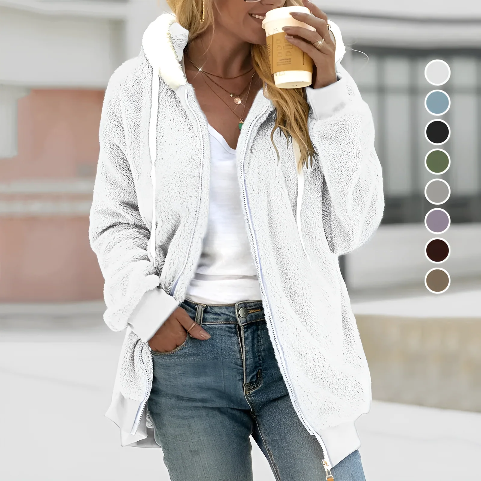 Heidi-Mode | Bequeme Superweiche Fleecejacke mit Kapuze - Image 2