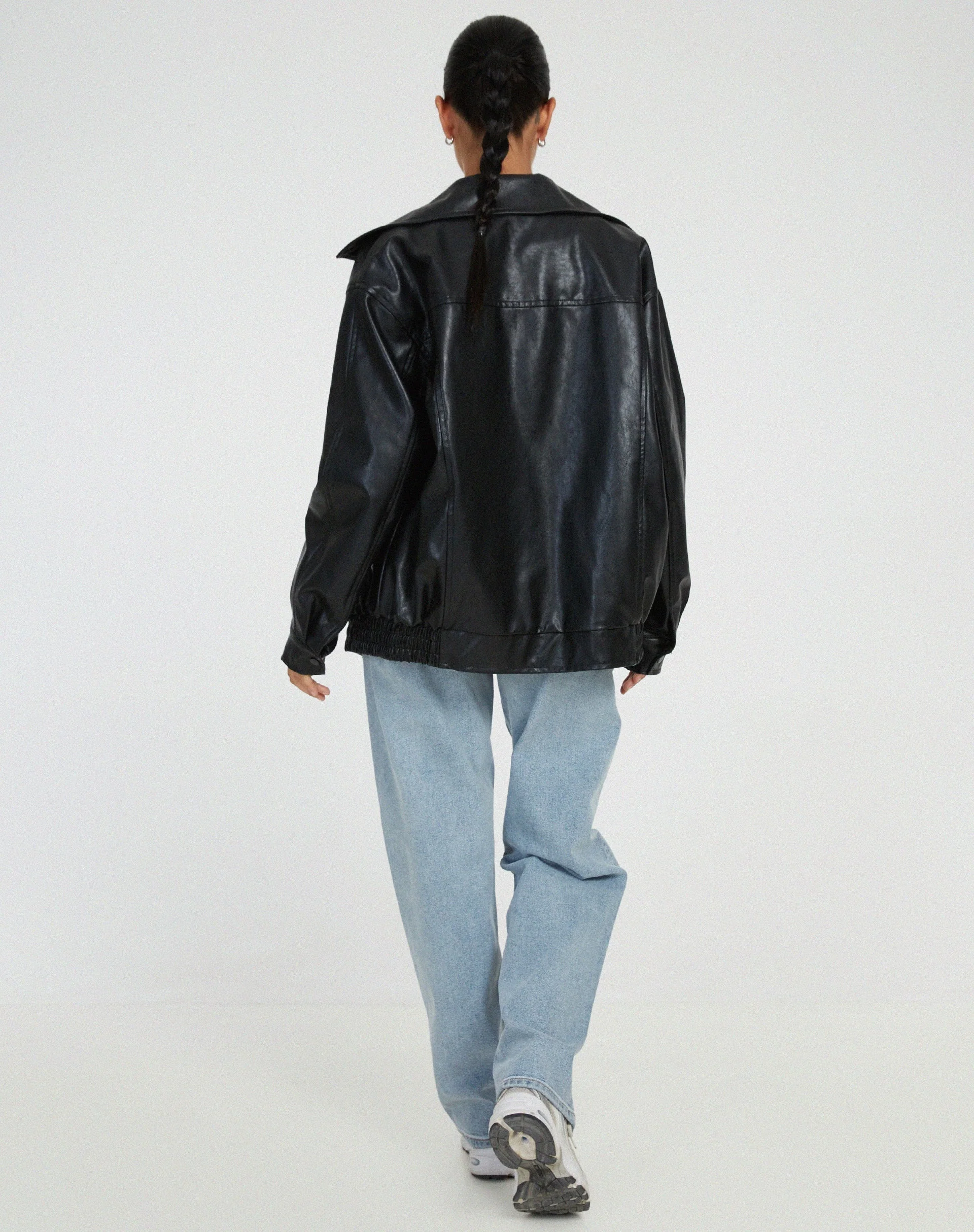 Heidi-Mode | Übergröße PU-Lederjacke Damen Modischer Look, Hochwertiges Kunstleder - Image 4