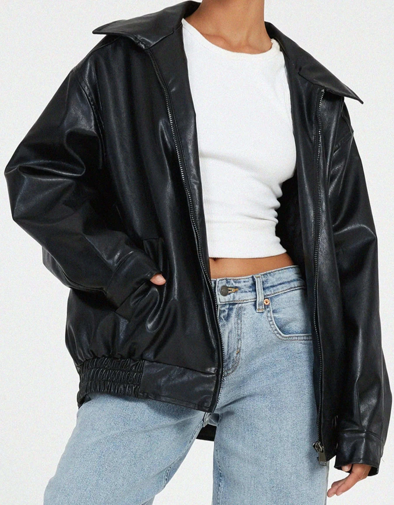 Heidi-Mode | Übergröße PU-Lederjacke Damen Modischer Look, Hochwertiges Kunstleder - Image 5