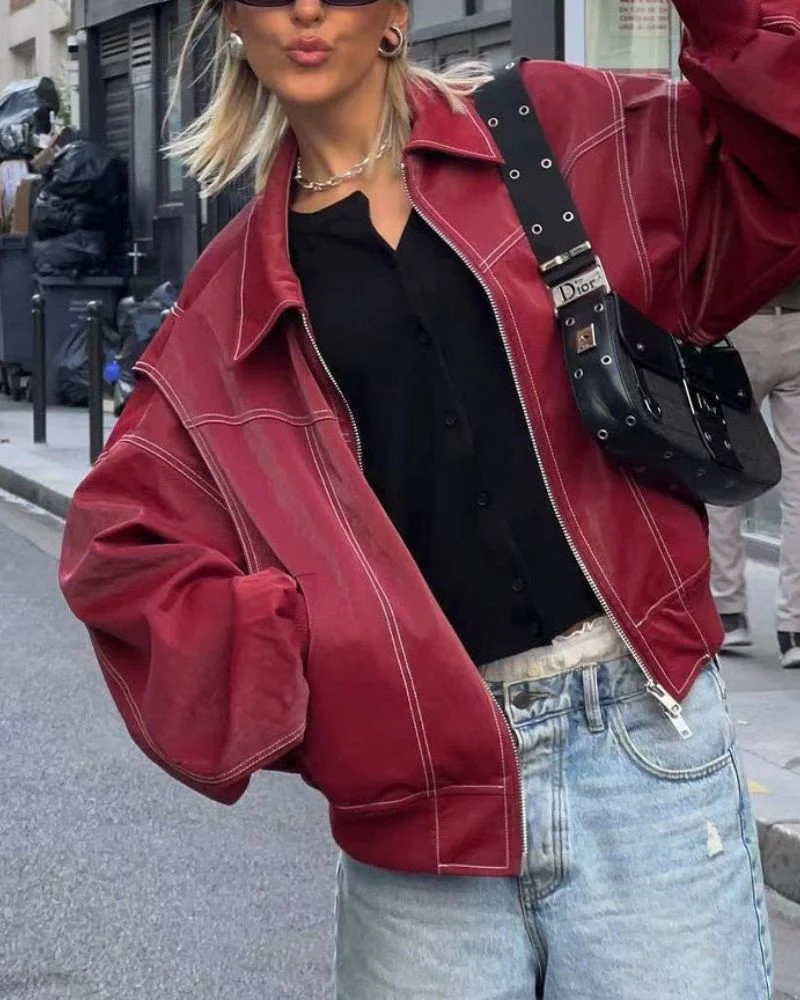 Heidi-Mode | Übergroße Genähte Lederjacke - Image 4
