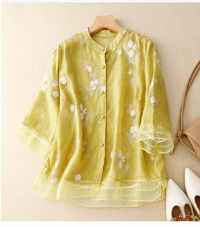 Heidi-Mode | Bestickte Baumwoll Leinen Bluse - Image 8