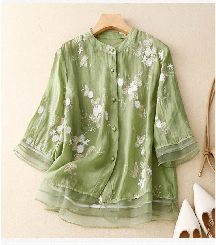 Heidi-Mode | Bestickte Baumwoll Leinen Bluse - Image 9
