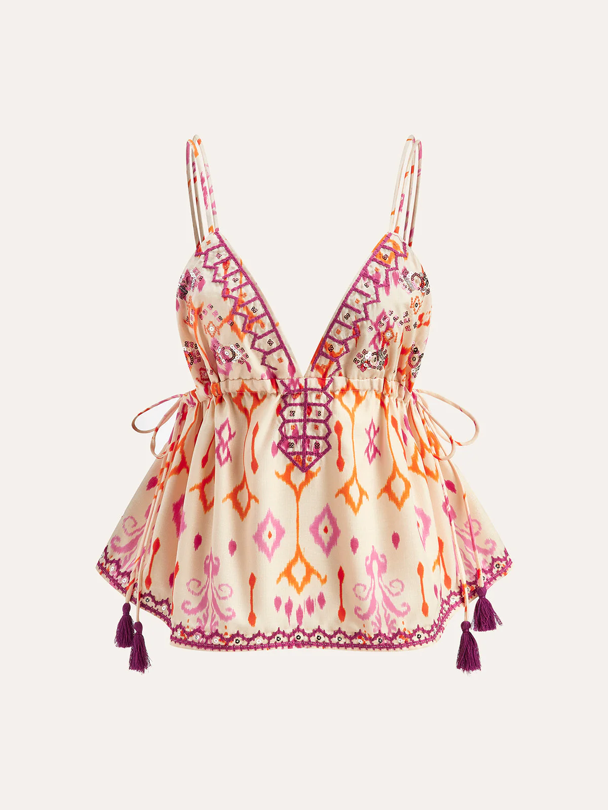 Heidi-Mode | Bestickte Boho Quastenbinder Cami Top - Image 5