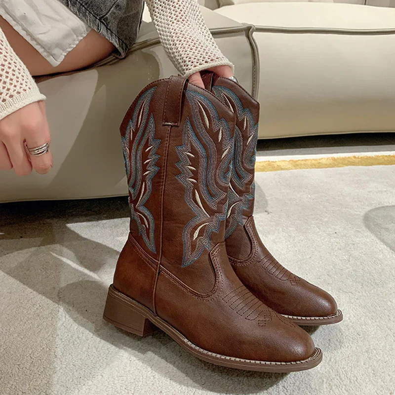 Heidi-Mode | Bestickte Cowboystiefel Aus Leder für Damen - Image 2