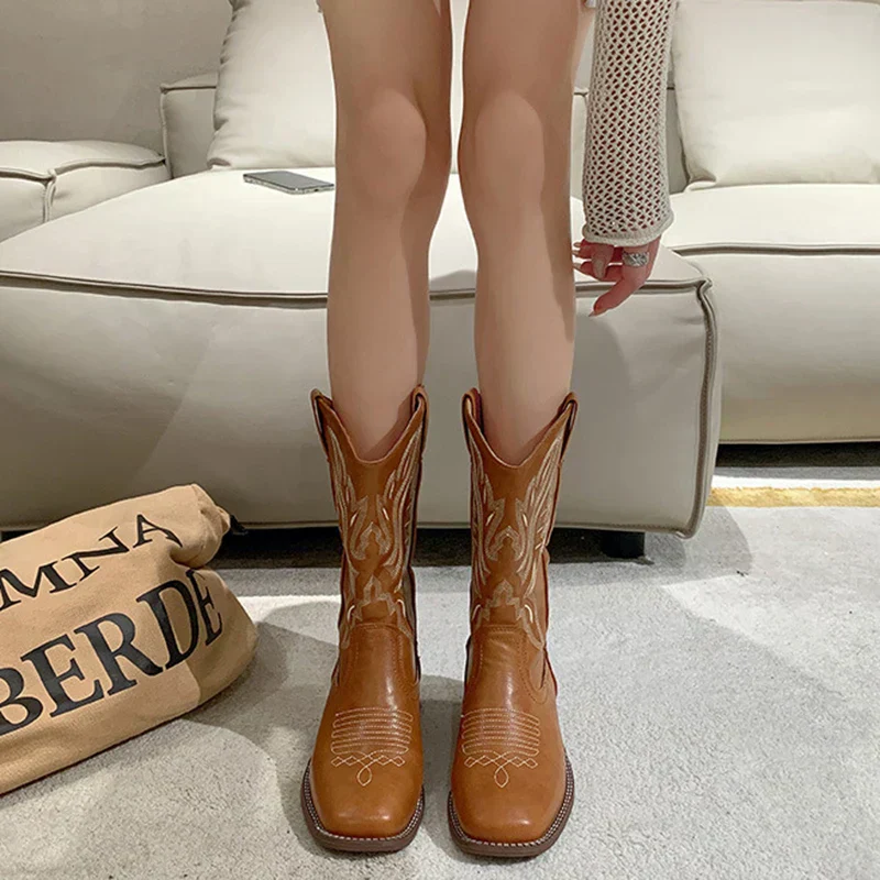 Heidi-Mode | Bestickte Cowboystiefel Aus Leder für Damen - Image 4
