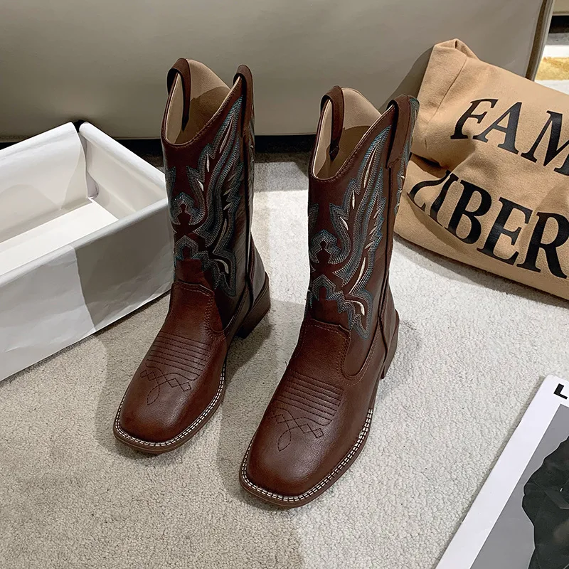 Heidi-Mode | Bestickte Cowboystiefel Aus Leder für Damen - Image 8