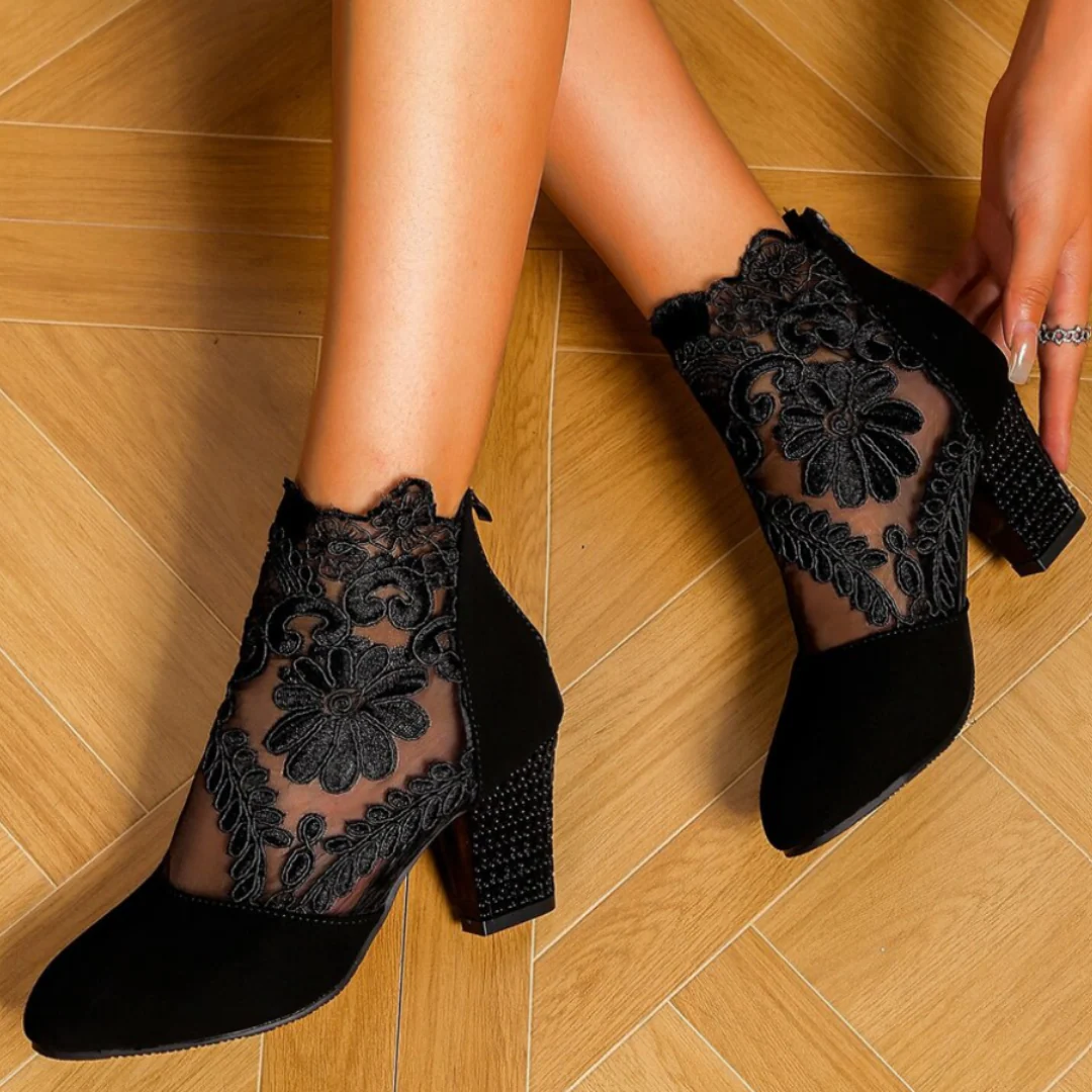 Heidi-Mode | Bestickte High-Heel-Stiefel - Trendy Footwear - Image 3