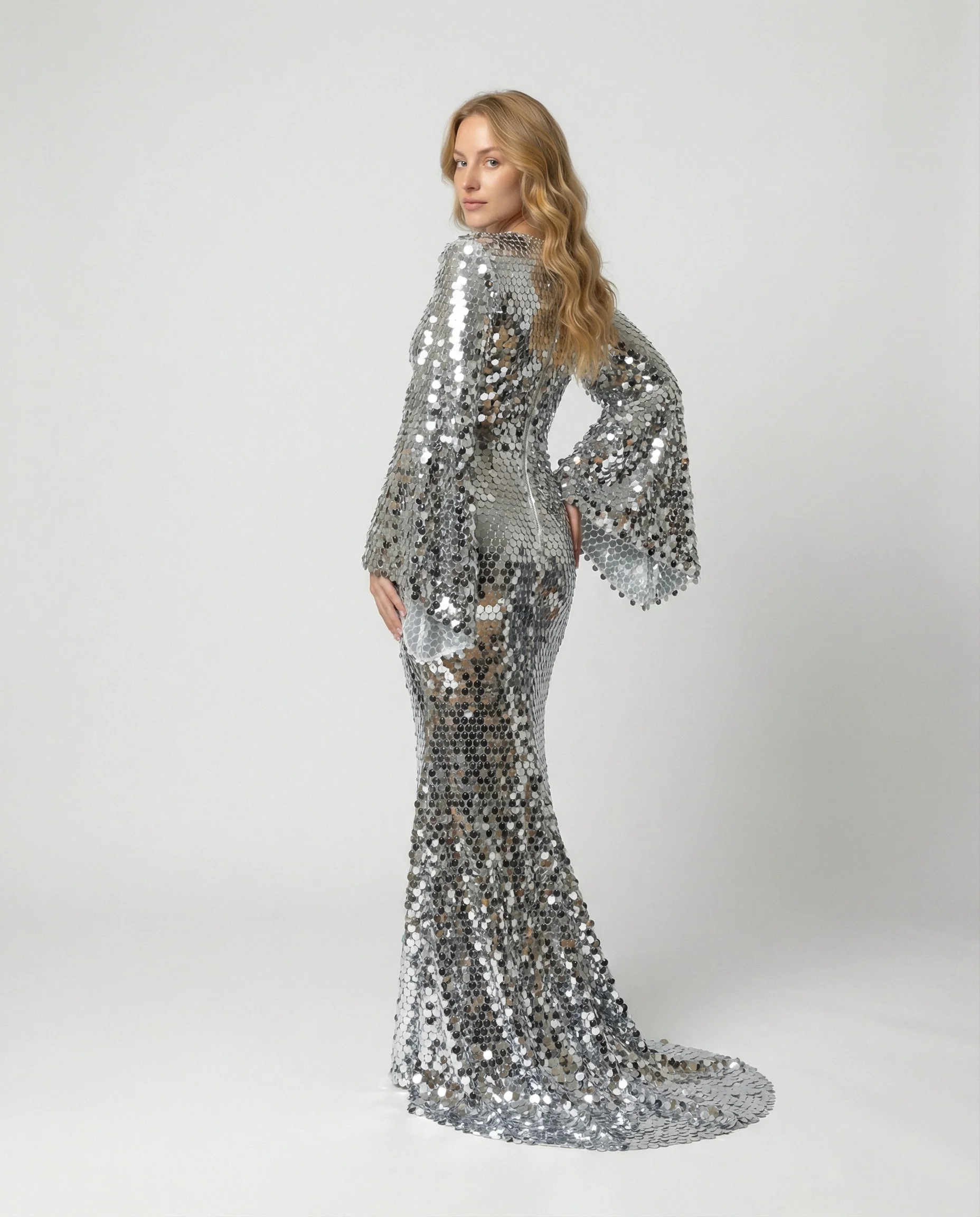 Bezauberndes Pailletten-Abendkleid mit Silber-Cover für Partys Heidi-Mode - Image 3