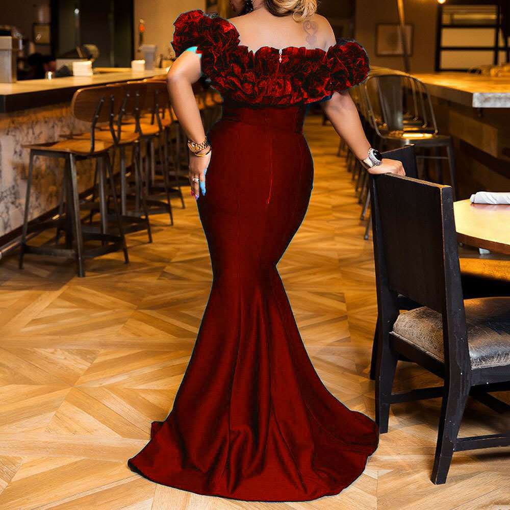 Heidi-Mode | Blatt Rüsche Ein Schulter Figurbetont Mini Zug Kleid - Image 3
