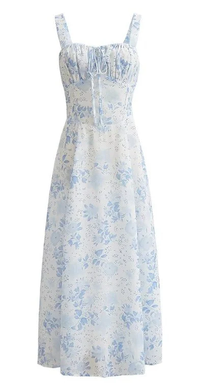 Heidi-Mode | Blaues Midikleid mit Blumenmuster und Quadratischem Ausschnitt - Image 8