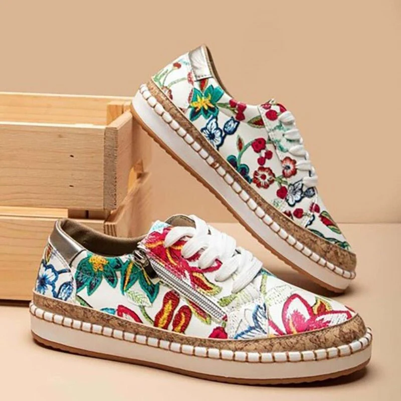 Heidi-Mode | Floral Orthopädische Reißverschluss Sneaker - Image 3
