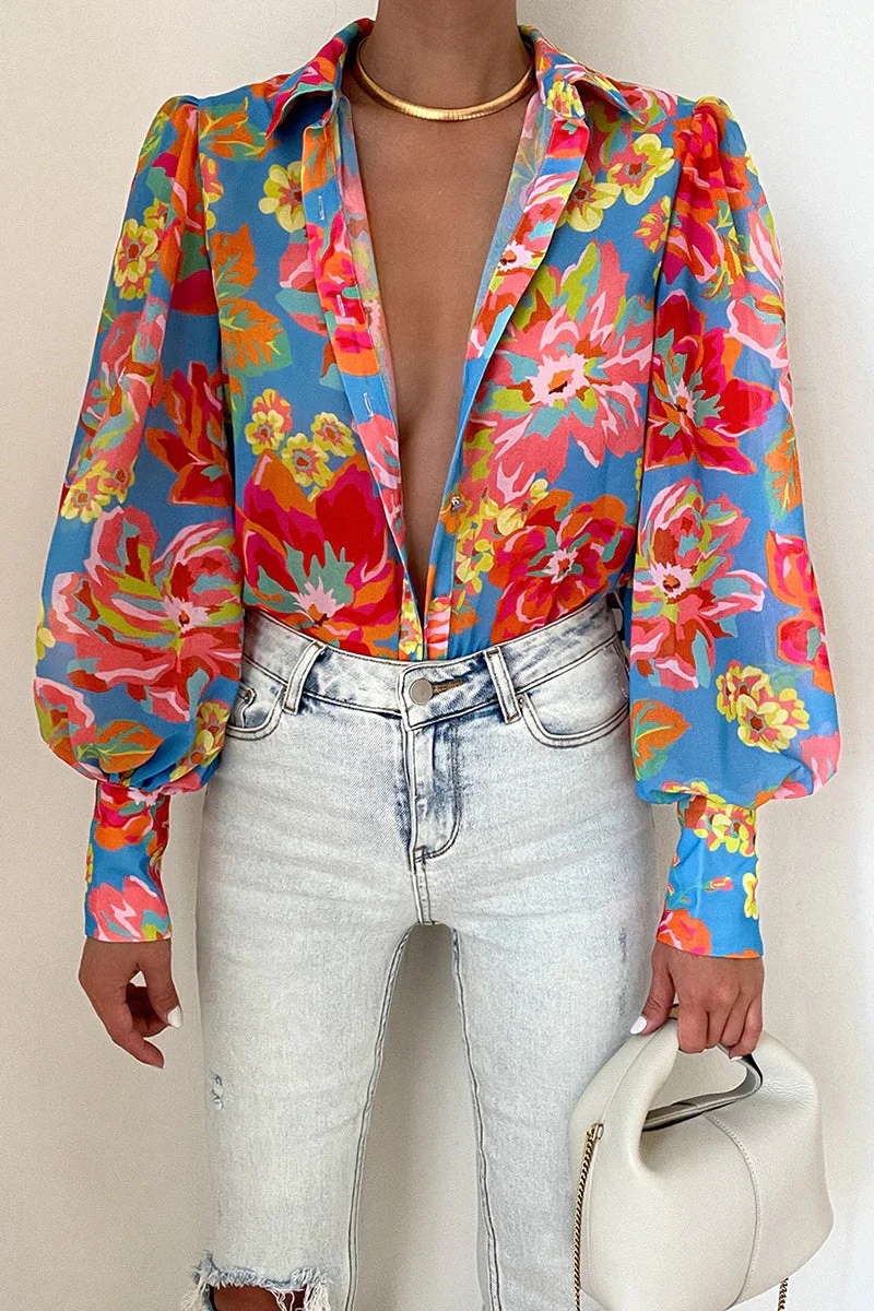 Heidi-Mode | Blumenbluse mit Puffärmeln für Damen - Image 11