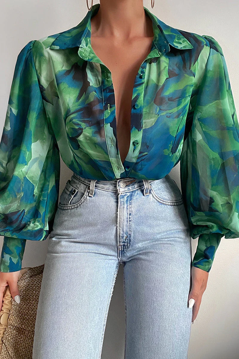 Heidi-Mode | Blumenbluse mit Puffärmeln für Damen - Image 4