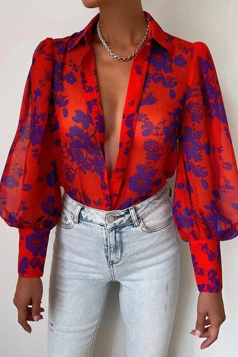 Heidi-Mode | Blumenbluse mit Puffärmeln für Damen - Image 5
