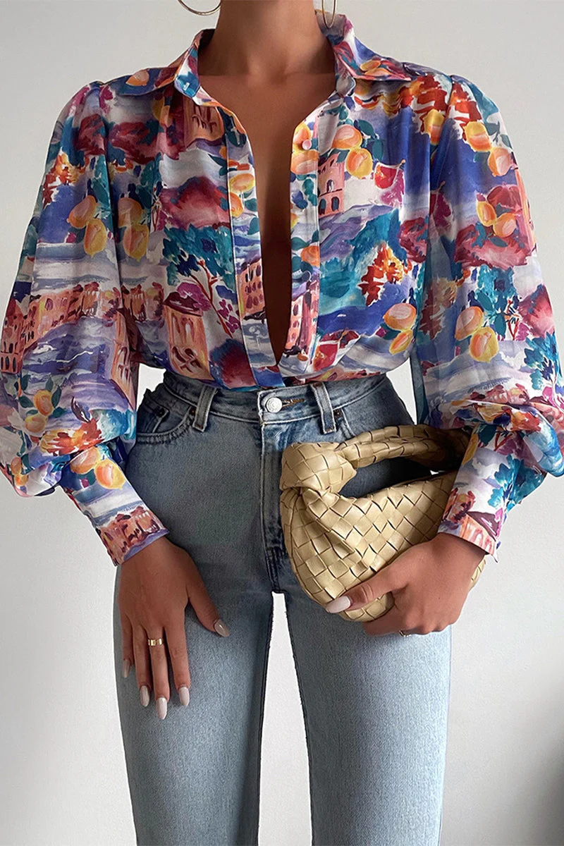 Heidi-Mode | Blumenbluse mit Puffärmeln für Damen - Image 7
