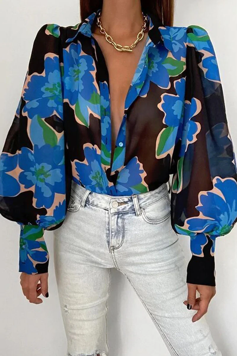 Heidi-Mode | Blumenbluse mit Puffärmeln für Damen - Image 9