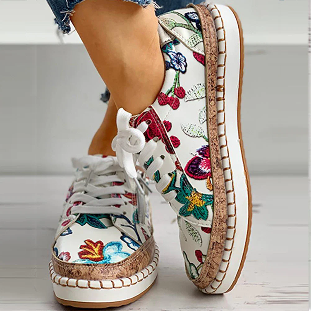 Heidi-Mode | Blumendruck Schuhe mit Ergonomischem Fußbett - Image 2