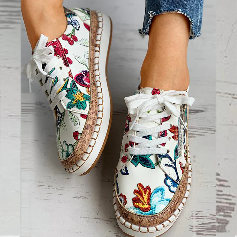 Heidi-Mode | Blumendruck Schuhe mit Ergonomischem Fußbett - Image 4