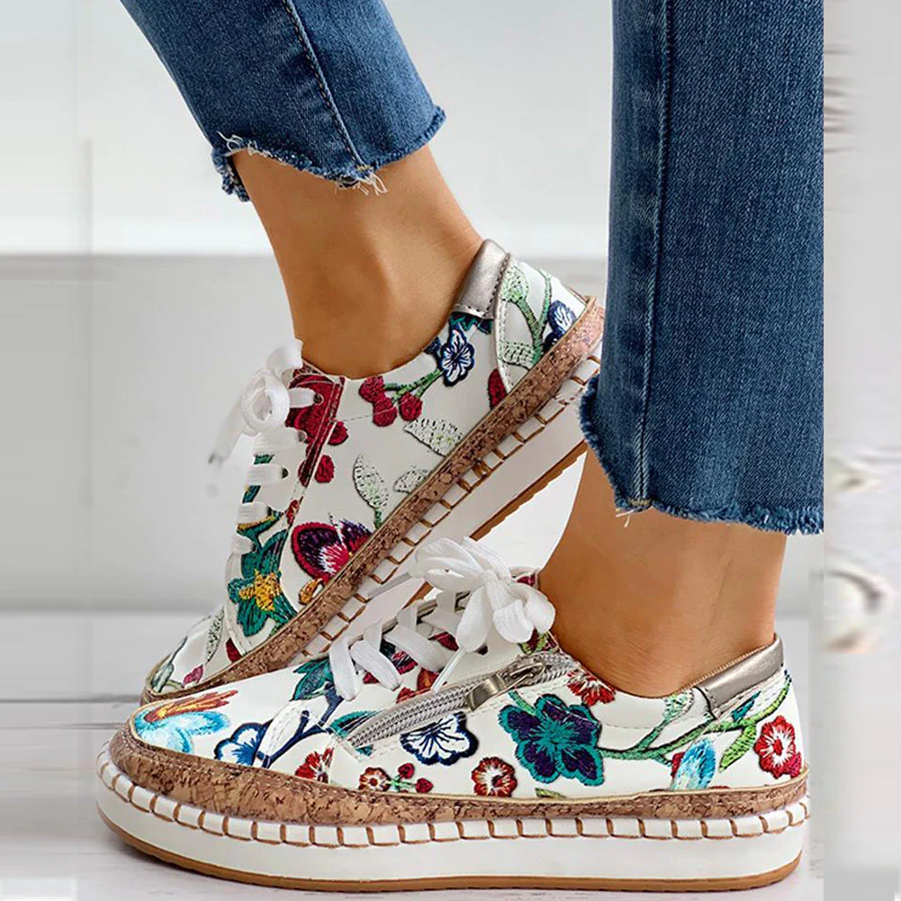 Heidi-Mode | Blumendruck Schuhe mit Ergonomischem Fußbett - Image 6