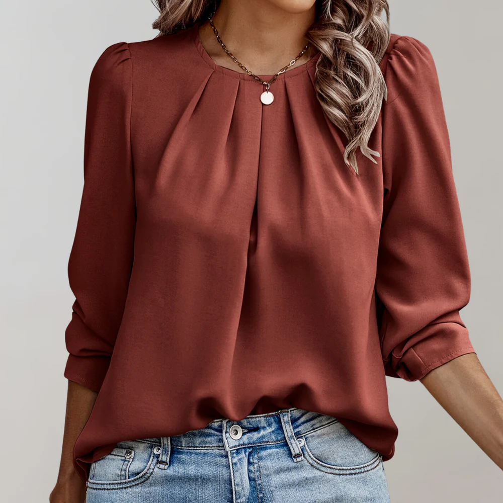 Heidi-Mode | Bluse Damen Falten Puffärmel Bluse - Image 4