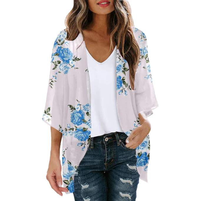 Heidi-Mode | Bluse Fake Zweiteiler Blumenmuster - Image 4