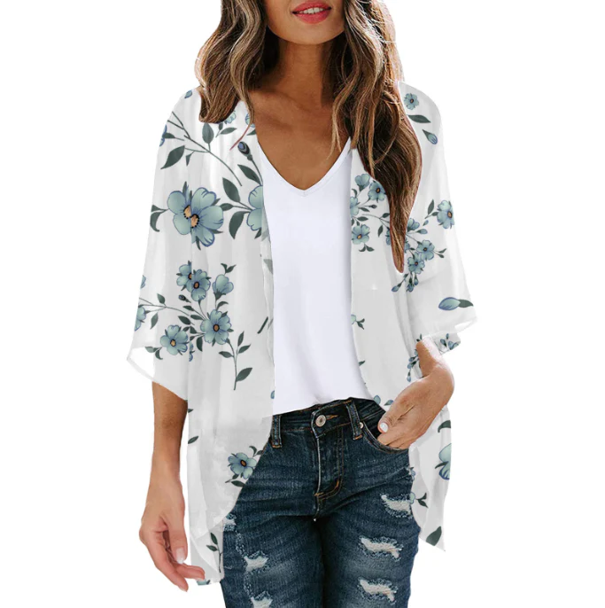 Heidi-Mode | Bluse Fake Zweiteiler Blumenmuster - Image 7