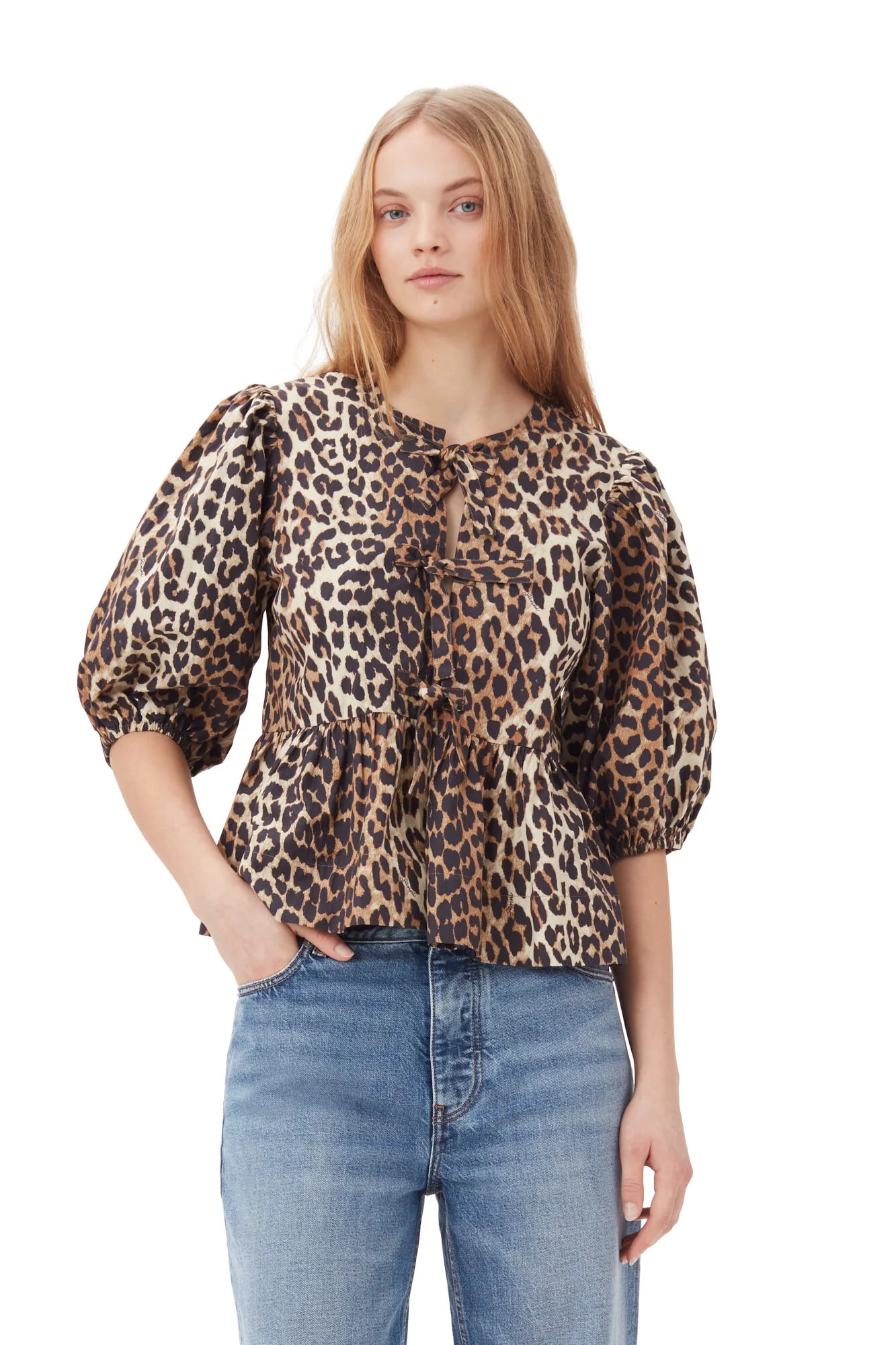 Heidi-Mode | Bluse mit Puffärmeln und Schleifendetail für Damen - Image 10