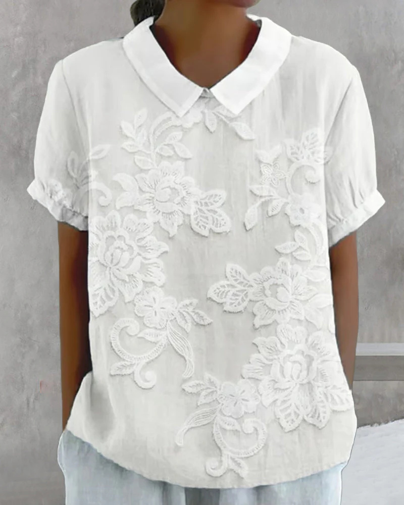 Heidi-Mode | Bluse mit Revers Druck Einfarbig - Image 2