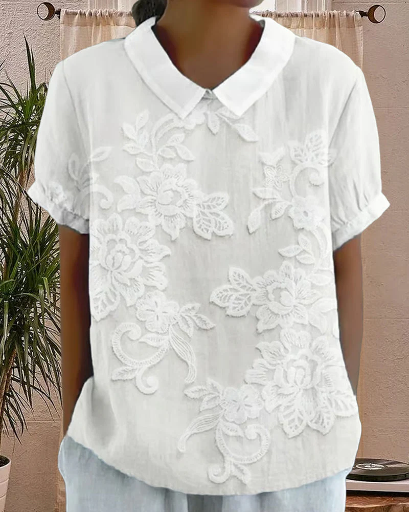 Heidi-Mode | Bluse mit Revers Druck Einfarbig - Image 3