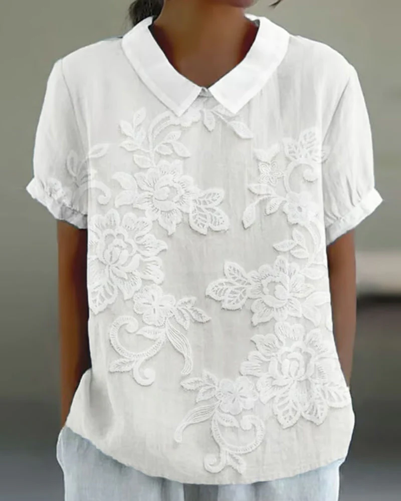 Heidi-Mode | Bluse mit Revers Druck Einfarbig - Image 4