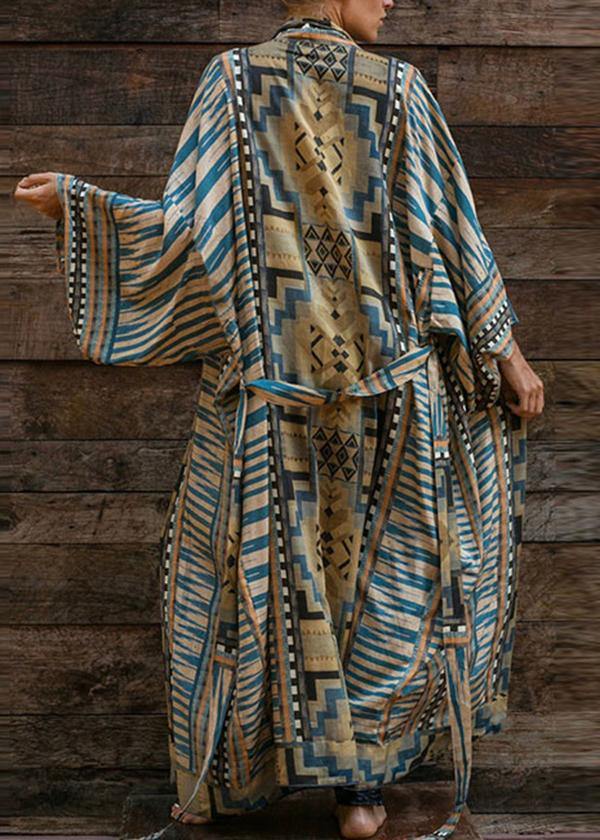 Heidi-Mode | Bohemian Blau Geometrisches Print Kleid - Image 3