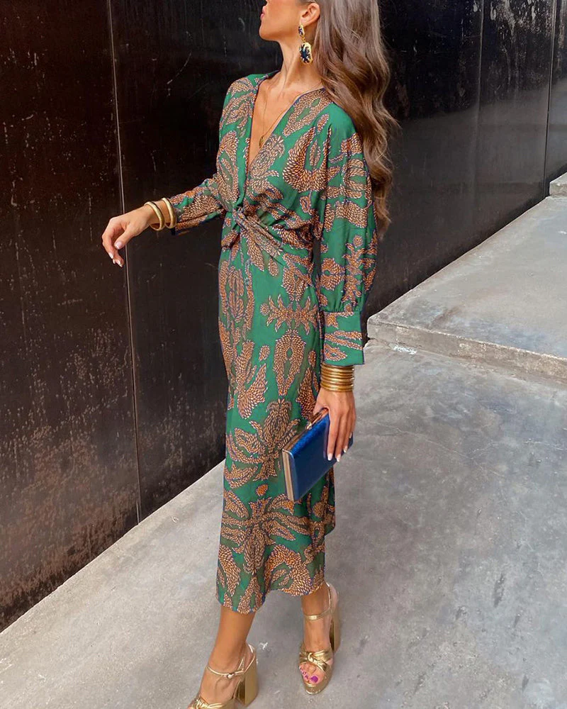 Heidi-Mode | Bohemian Maxikleid mit Tiefem V-Ausschnitt für Damen - Image 3