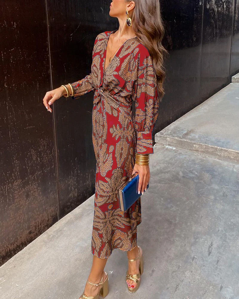 Heidi-Mode | Bohemian Maxikleid mit Tiefem V-Ausschnitt für Damen - Image 5