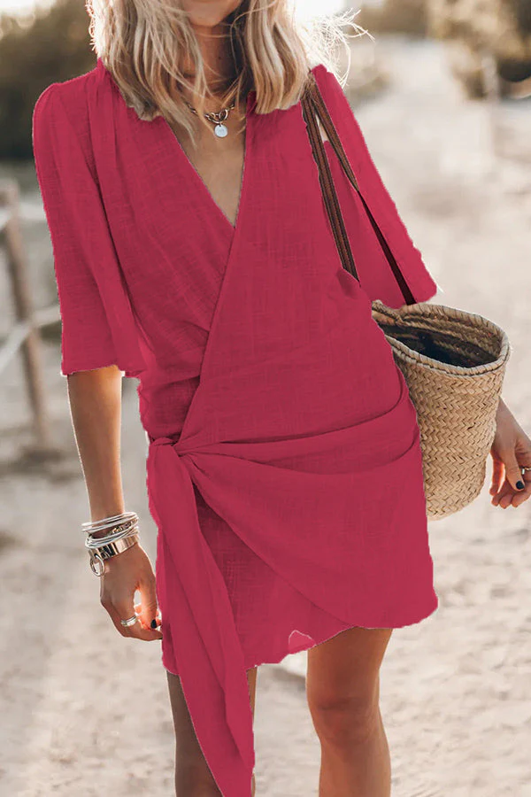 Heidi-Mode | Bohemian Wickelkleid mit Bindegürtel für Damen - Image 6