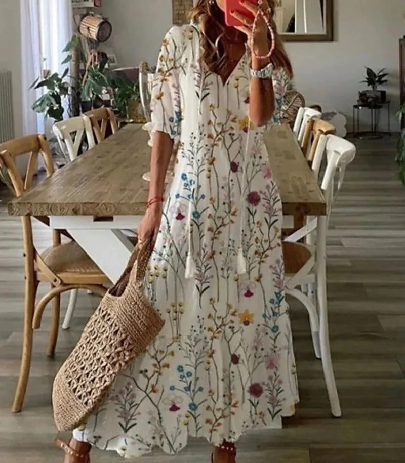 Heidi-Mode | Boho Blumen Maxi Kleid für Damen - Image 4