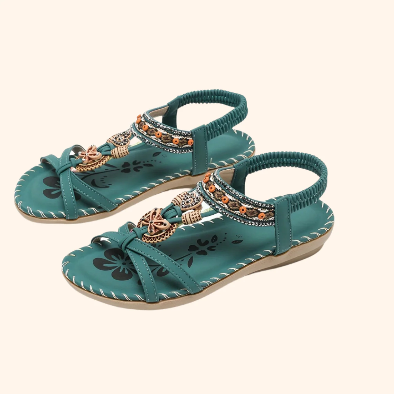 Heidi-Mode | Boho Sandalen mit Strass und Ethnischen Details - Image 4
