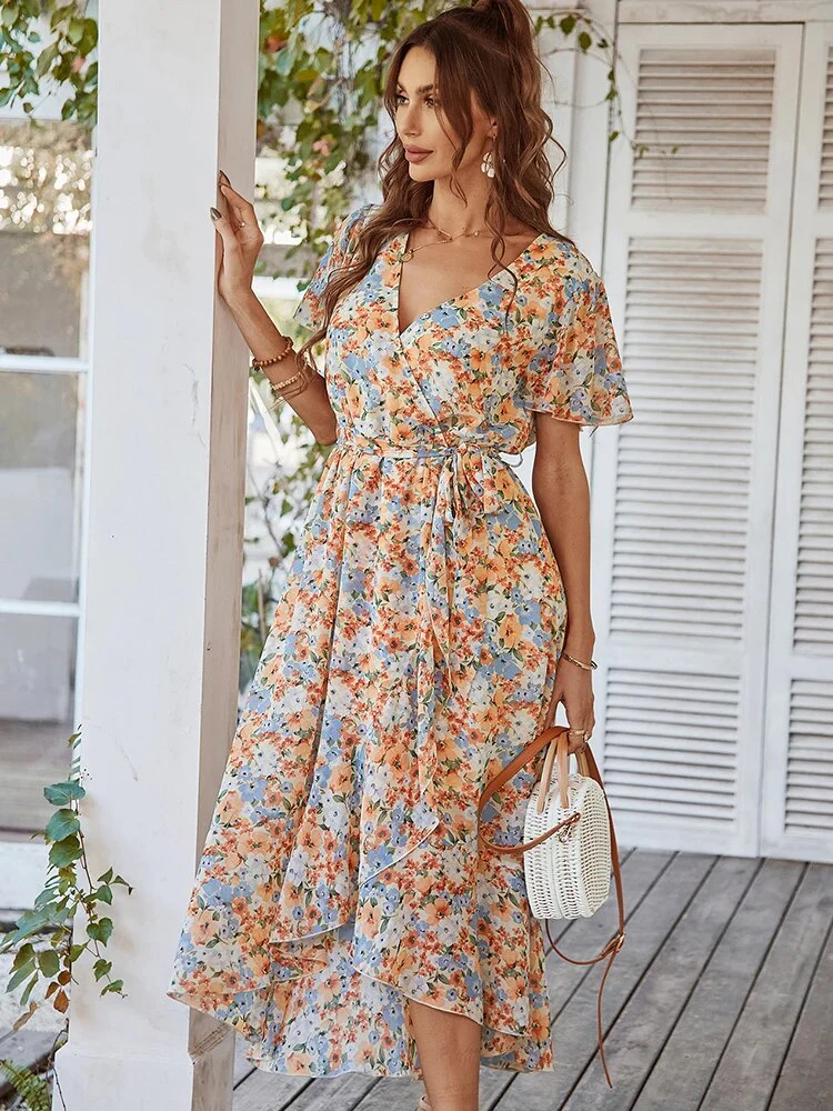 Heidi-Mode | Boho Stil Kurzarm Sommerkleid Midi Kleid - Image 3