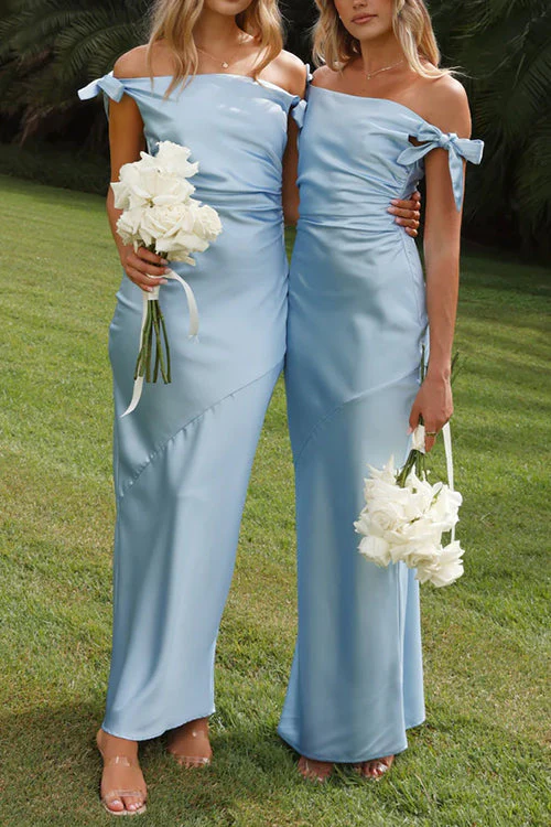 Heidi-Mode | Rosiedress Schleife Knoten Off-Shoulder Maxi Partykleid - Image 3