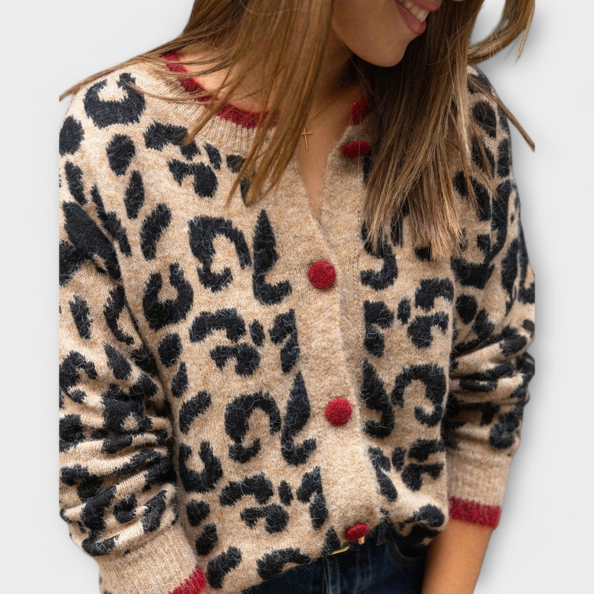 Heidi-Mode | Braun Leopard Strickjacke - Image 2
