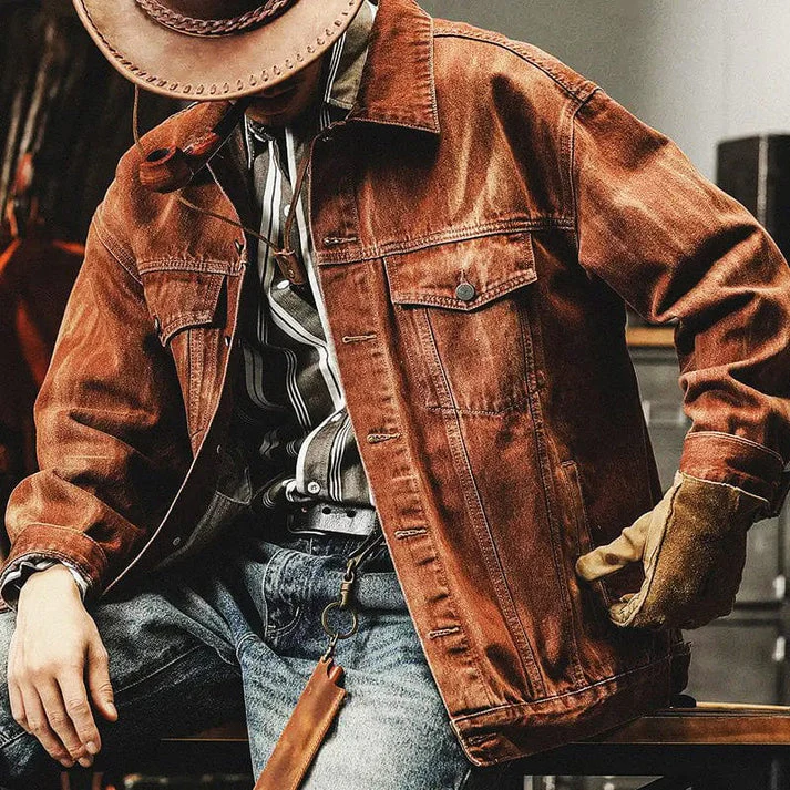 Heidi-Mode | Braune Denim Jacke für Herren - Image 4