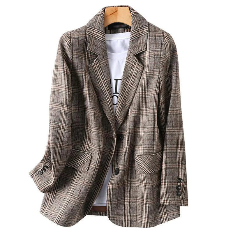 Heidi-Mode | Büro Damen Kariert Blazer Langarm Lässig Jacke - Image 6