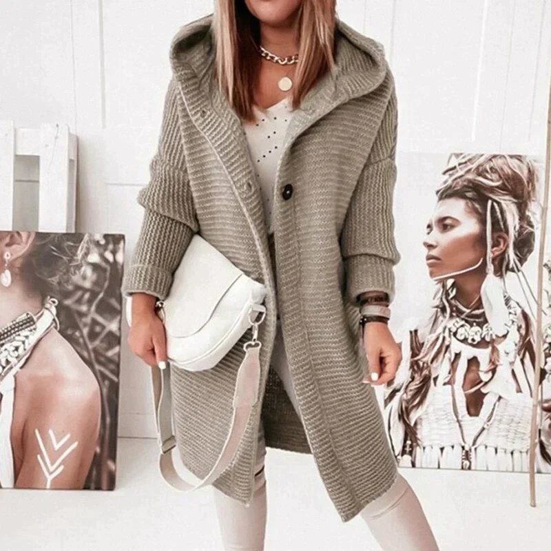 Heidi-Mode | Lange Warme Strickjacke mit Kapuze - Image 10
