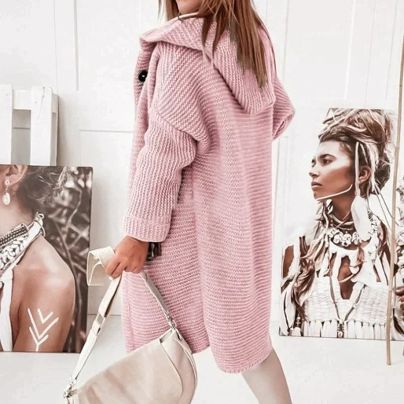 Heidi-Mode | Lange Warme Strickjacke mit Kapuze - Image 3