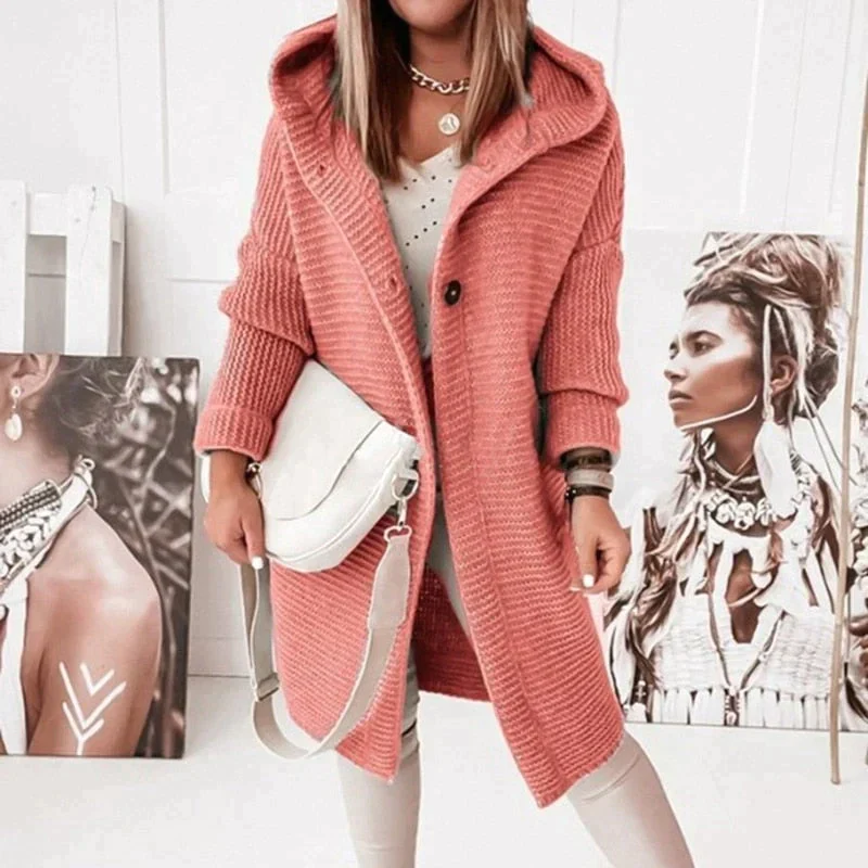 Heidi-Mode | Lange Warme Strickjacke mit Kapuze - Image 6
