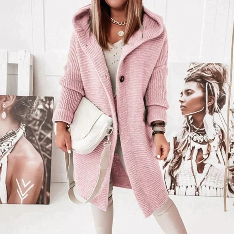 Heidi-Mode | Lange Warme Strickjacke mit Kapuze - Image 7