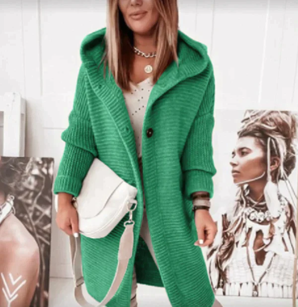 Heidi-Mode | Lange Warme Strickjacke mit Kapuze - Image 8