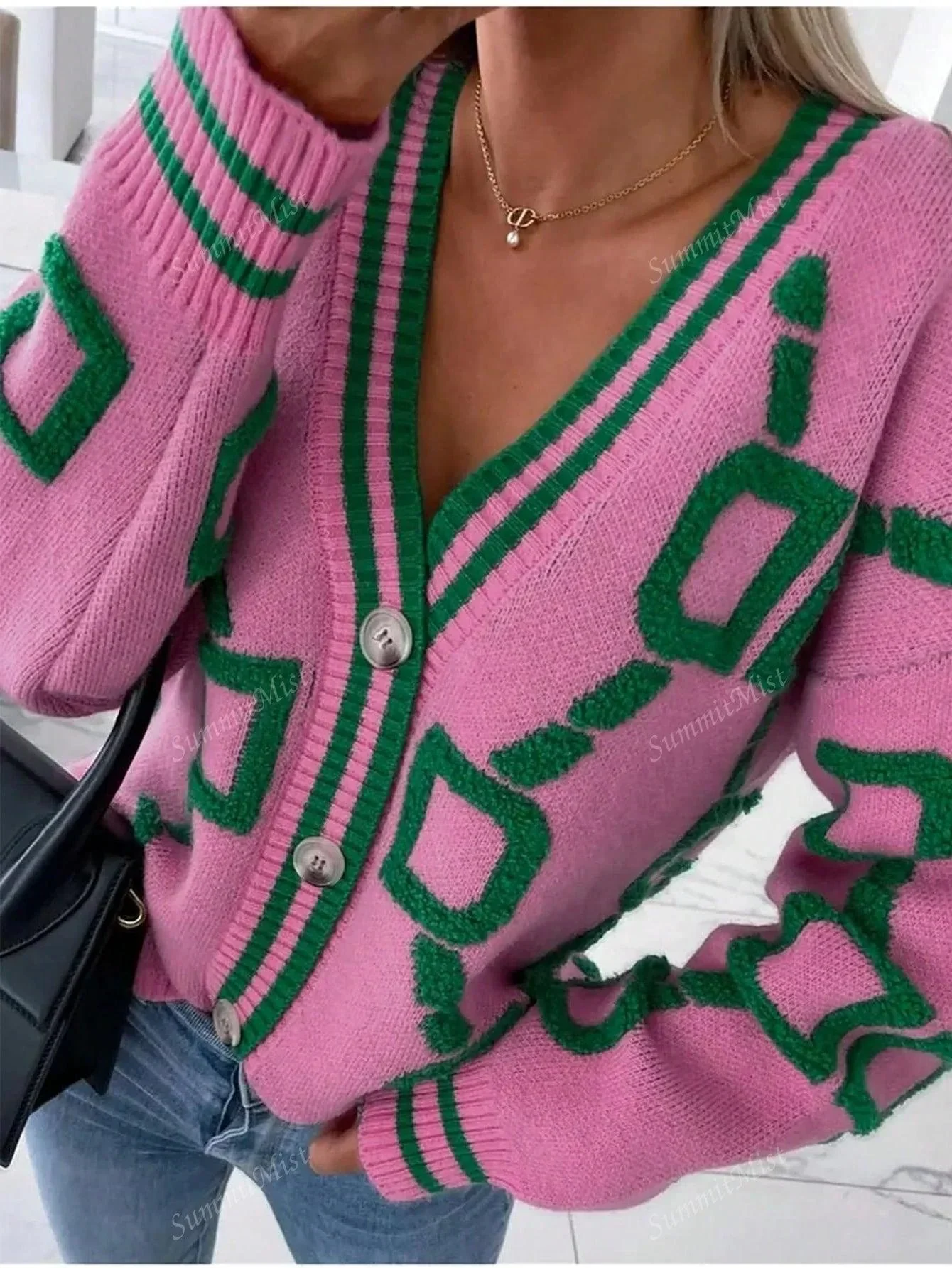Heidi-Mode | Strickjacke mit Grafischen Drucken für Damen - Image 3