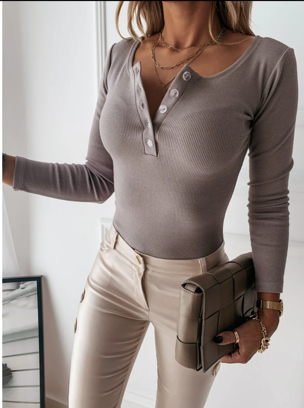 Heidi-Mode | Carin Geripptes Henley Tee - Image 4